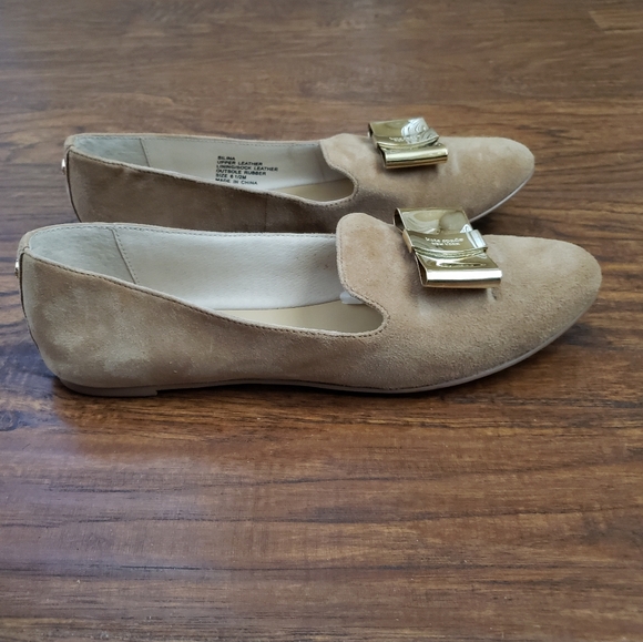 Kate Spade Silina Loafer Flat Suede Bow Gold Tan Brand 6.5 M - Picture 4 of 16